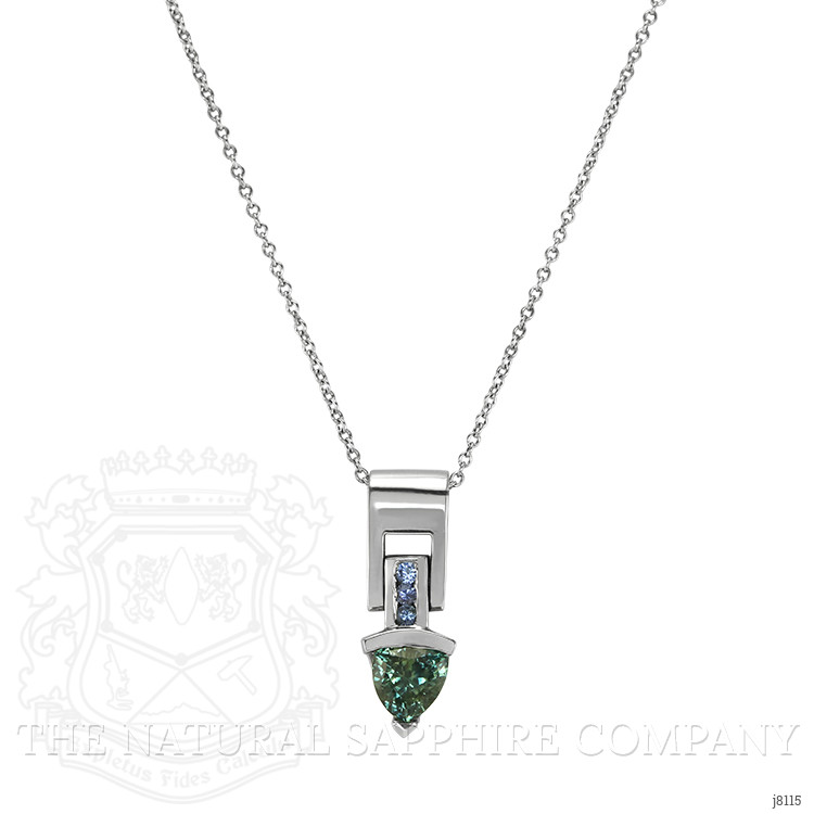 0.96 Ct. Green Sapphire and Blue Sapphire Accent Stones Pendant, 14K White Gold