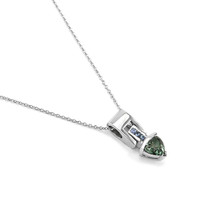 0.96 Ct. Green Sapphire and Blue Sapphire Accent Stones Pendant, 14K White Gold Image