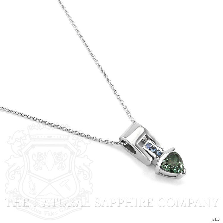 0.96 Ct. Green Sapphire and Blue Sapphire Accent Stones Pendant, 14K White Gold
