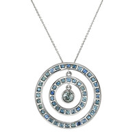 1.34 Ct. Greenish Blue Sapphire Accent Stones Pendant, 14K White Gold Image