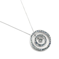 1.34 Ct. Greenish Blue Sapphire Accent Stones Pendant, 14K White Gold Image