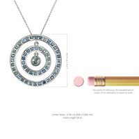 1.34 Ct. Greenish Blue Sapphire Accent Stones Pendant, 14K White Gold Image