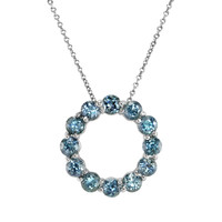 3.85 Ct. Bluish Green Sapphire Accent Stones Pendant, 14K White Gold Video