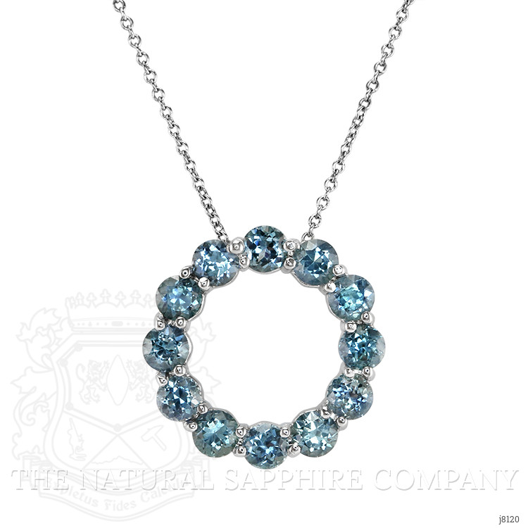 3.85 Ct. Bluish Green Sapphire Accent Stones Pendant, 14K White Gold