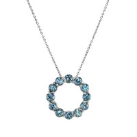 3.85 Ct. Bluish Green Sapphire Accent Stones Pendant, 14K White Gold Image