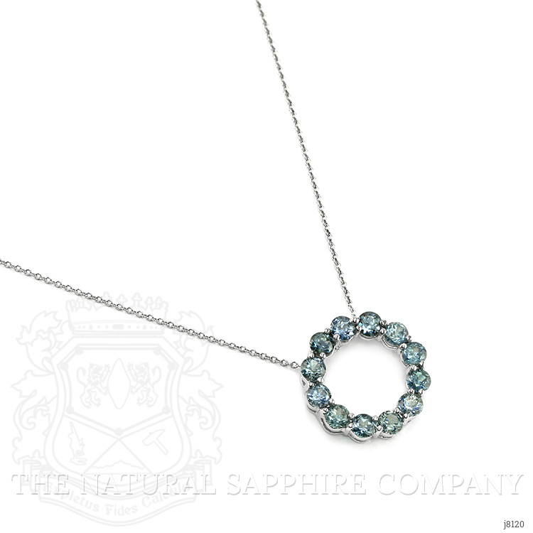 3.85 Ct. Bluish Green Sapphire Accent Stones Pendant, 14K White Gold