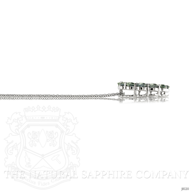 3.85 Ct. Bluish Green Sapphire Accent Stones Pendant, 14K White Gold