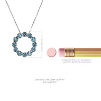 3.85 Ct. Bluish Green Sapphire Accent Stones Pendant, 14K White Gold Image