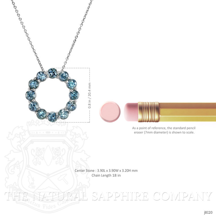 3.85 Ct. Bluish Green Sapphire Accent Stones Pendant, 14K White Gold