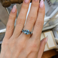 2.45 Ct. Sapphire Sapphire Three Stone Ring, 14K White Gold Life Style