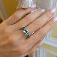 2.45 Ct. Sapphire Sapphire Three Stone Ring, 14K White Gold Life Style