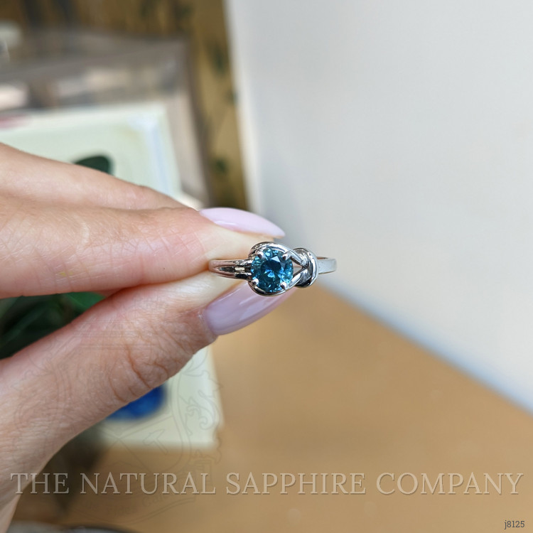 1.21 Ct. Greenish Blue Sapphire and Bluish Green Sapphire Solitaire Ring, 14K White Gold