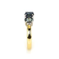 0.63 Ct. Greenish Blue Sapphire and Green Sapphire Three Stone Ring, 14K Yellow Gold Image