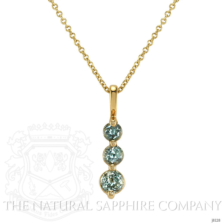 0.50 Ct. Green Sapphire Accent Stones Pendant, 14K Yellow Gold