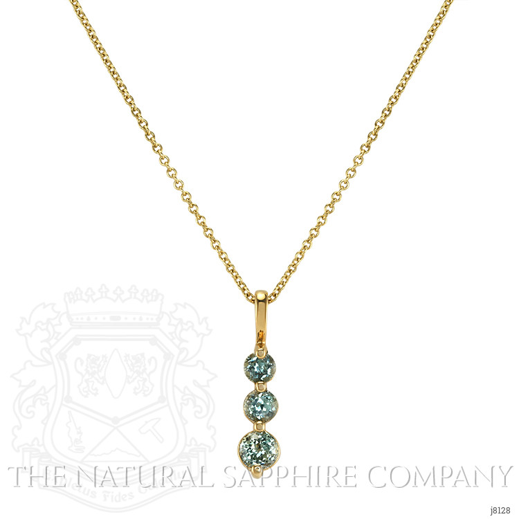 0.50 Ct. Green Sapphire Accent Stones Pendant, 14K Yellow Gold