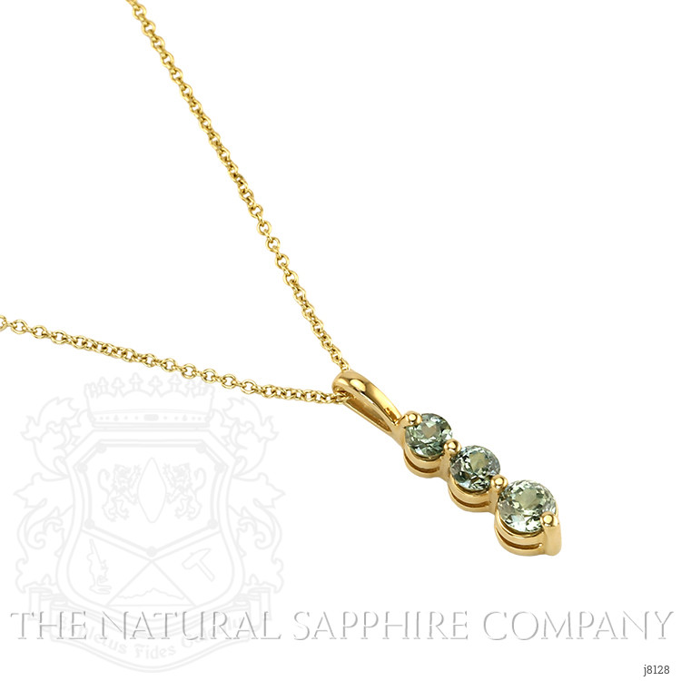 0.50 Ct. Green Sapphire Accent Stones Pendant, 14K Yellow Gold