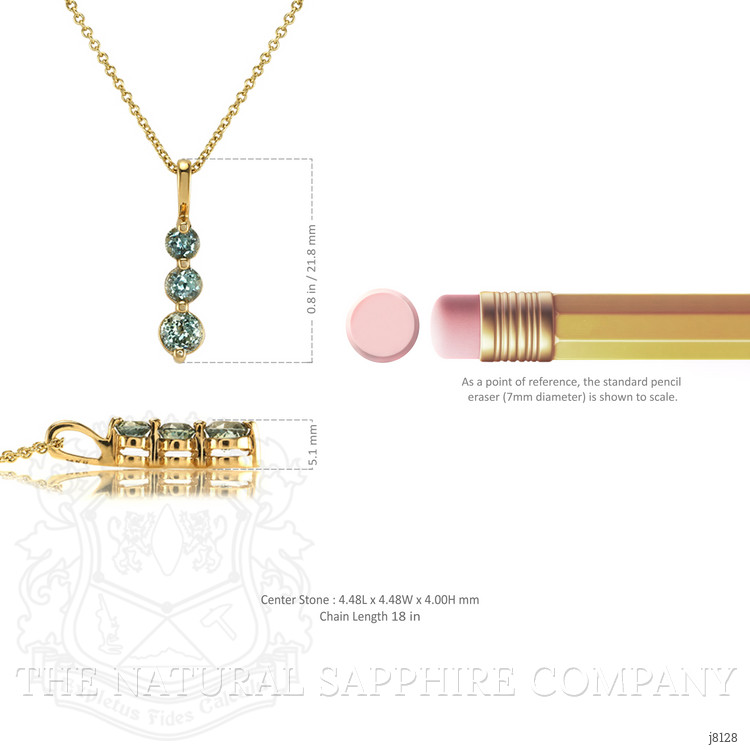 0.50 Ct. Green Sapphire Accent Stones Pendant, 14K Yellow Gold