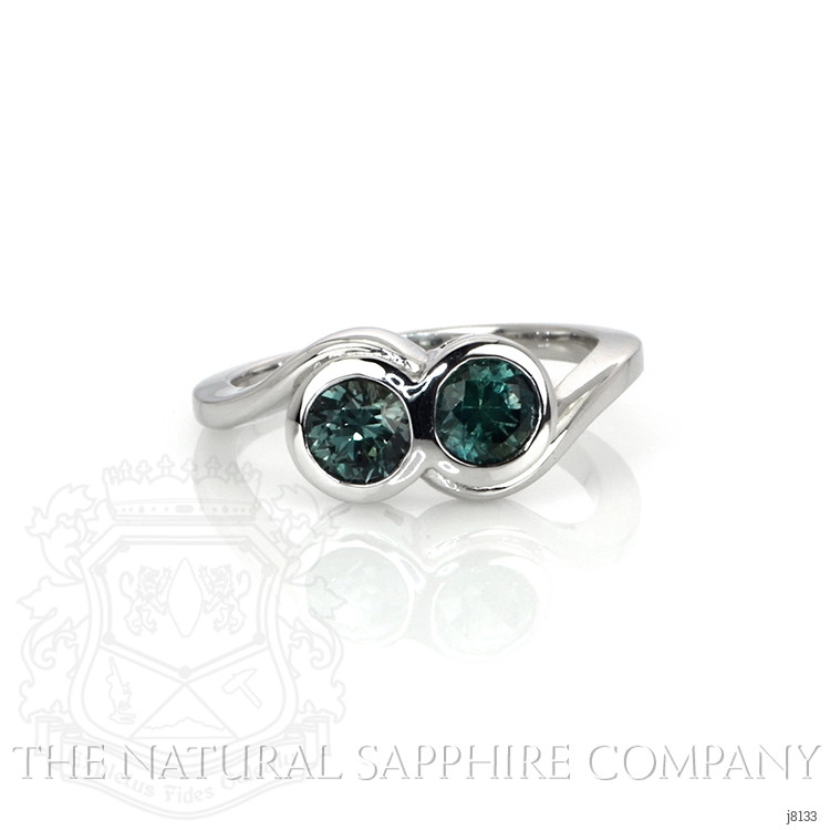 1.11 Ct. Greenish Blue Sapphire Accent Stones Ring, 14K White Gold