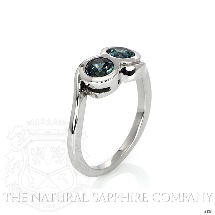 1.11 Ct. Greenish Blue Sapphire Accent Stones Ring, 14K White Gold