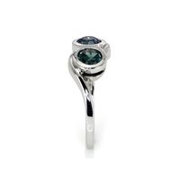 1.11 Ct. Greenish Blue Sapphire Accent Stones Ring, 14K White Gold Image