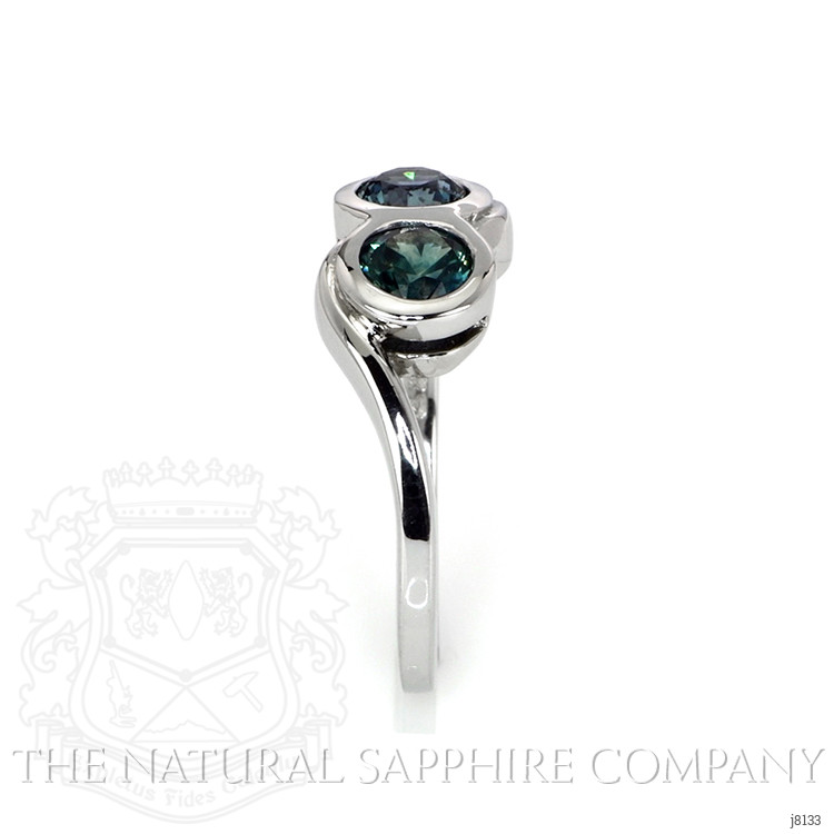 1.11 Ct. Greenish Blue Sapphire Accent Stones Ring, 14K White Gold