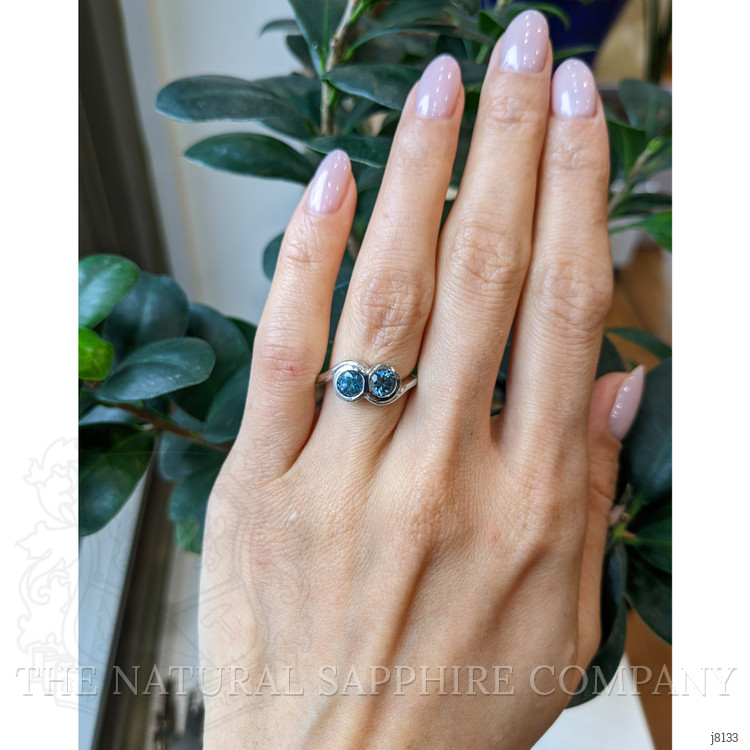 1.11 Ct. Greenish Blue Sapphire Accent Stones Ring, 14K White Gold