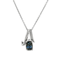 1.45 Ct. Sapphire Natural Diamond Accent Stones Pendant, 14K White Gold Video