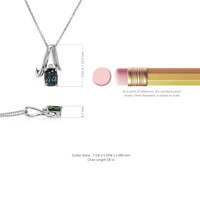 1.45 Ct. Bluish Green Sapphire and Natural Diamond Accent Stones Pendant, 14K White Gold Image