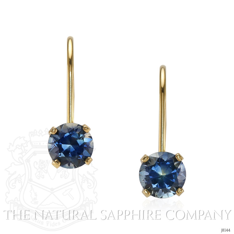 1.03 Ct.Tw. Greenish Blue Sapphire Drops Earrings, 14K Yellow Gold