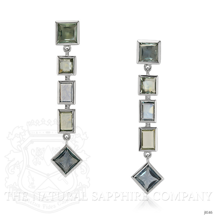 2.50 Ct.Tw. Multi Color Sapphire Accent Stones Earrings, 14K White Gold