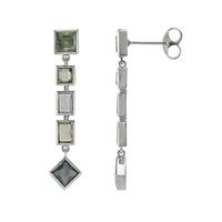 2.50 Ct.Tw. Multi Color Sapphire Accent Stones Earrings, 14K White Gold Image