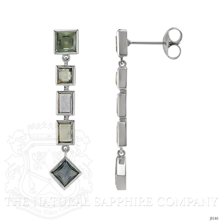 2.50 Ct.Tw. Multi Color Sapphire Accent Stones Earrings, 14K White Gold
