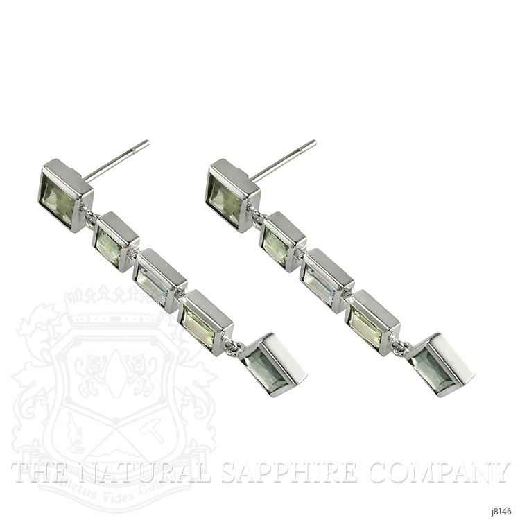 2.50 Ct.Tw. Multi Color Sapphire Accent Stones Earrings, 14K White Gold