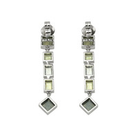 2.50 Ct.Tw. Multi Color Sapphire Accent Stones Earrings, 14K White Gold Image