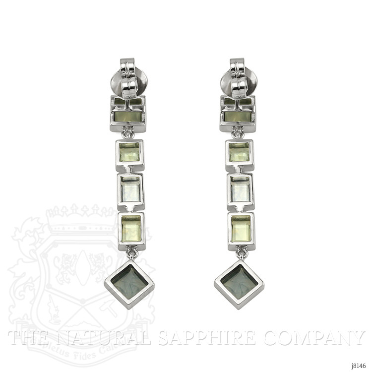 2.50 Ct.Tw. Multi Color Sapphire Accent Stones Earrings, 14K White Gold