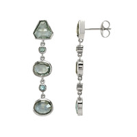 13.41 Ct.Tw. Bluish Green Sapphire Accent Stones Earrings, 14K White Gold Image