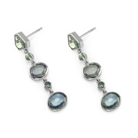 13.41 Ct.Tw. Bluish Green Sapphire Accent Stones Earrings, 14K White Gold Image