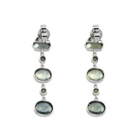 13.41 Ct.Tw. Bluish Green Sapphire Accent Stones Earrings, 14K White Gold Image