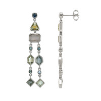 12.69 Ct.Tw. Multi Color Sapphire Accent Stones Earrings, 14K White Gold Image