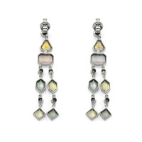 12.69 Ct.Tw. Multi Color Sapphire Accent Stones Earrings, 14K White Gold Image
