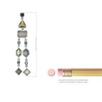 12.69 Ct.Tw. Multi Color Sapphire Accent Stones Earrings, 14K White Gold Image