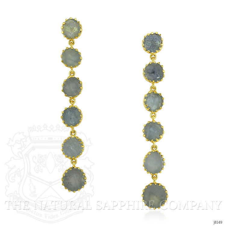 18.64 Ct.Tw. Bluish Green Sapphire Antique Style Earrings, 18K Yellow Gold