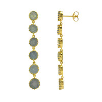 18.64 Ct.Tw. Bluish Green Sapphire Antique Style Earrings, 18K Yellow Gold Image