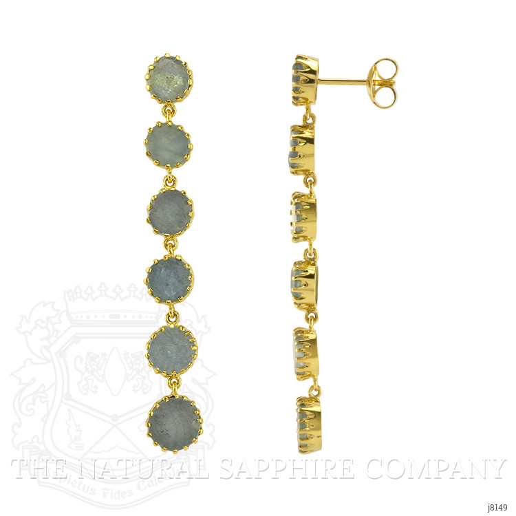 18.64 Ct.Tw. Bluish Green Sapphire Antique Style Earrings, 18K Yellow Gold