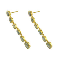 18.64 Ct.Tw. Bluish Green Sapphire Antique Style Earrings, 18K Yellow Gold Image