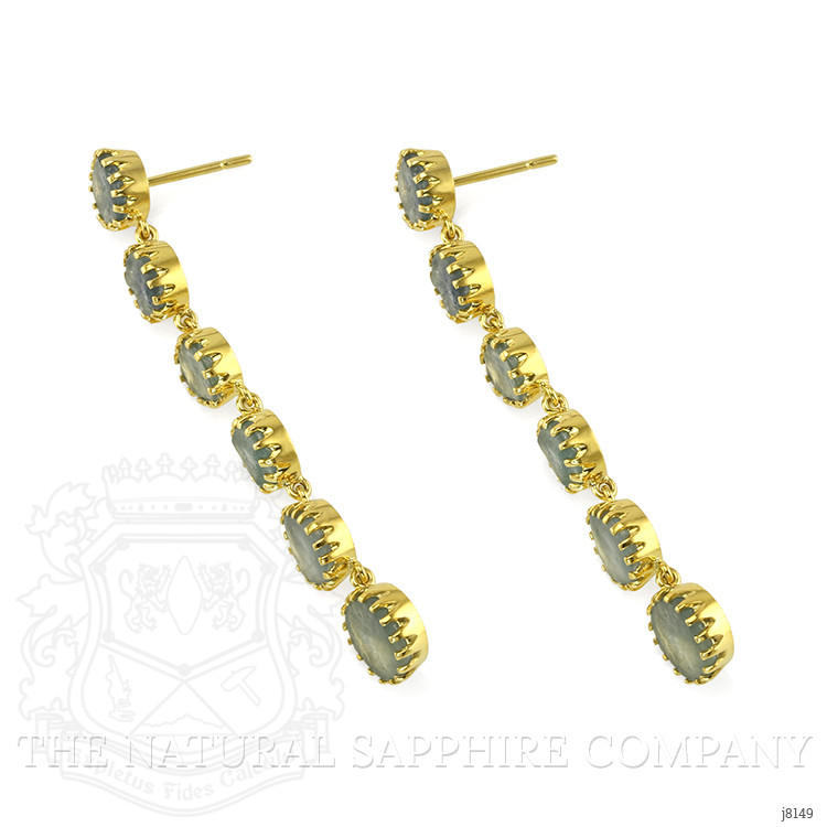 18.64 Ct.Tw. Bluish Green Sapphire Antique Style Earrings, 18K Yellow Gold
