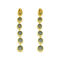 18.64 Ct.Tw. Bluish Green Sapphire Antique Style Earrings, 18K Yellow Gold Image