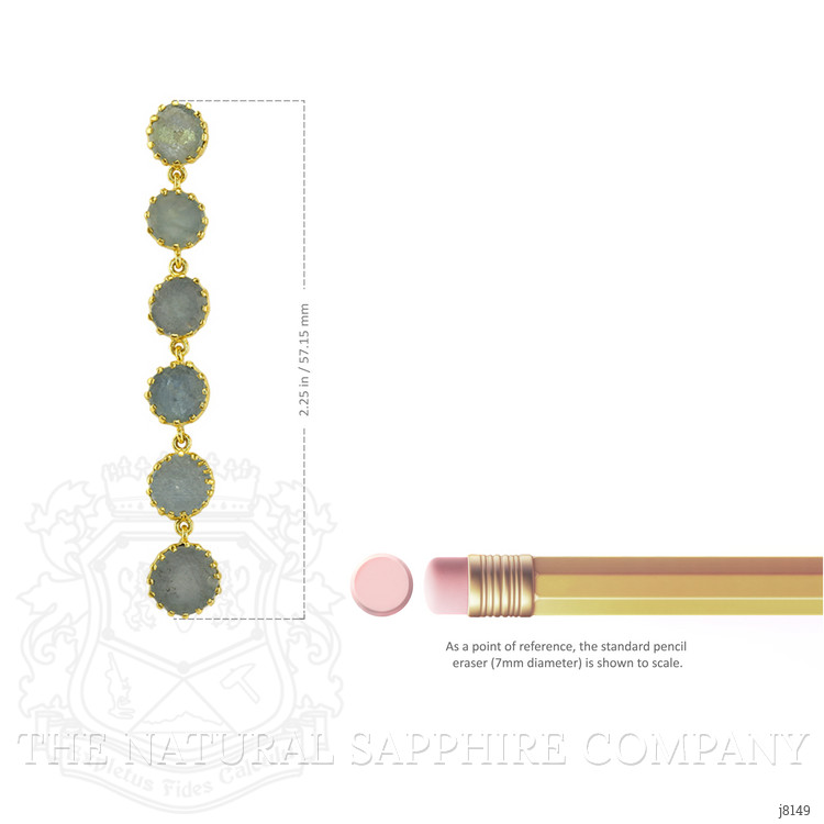 18.64 Ct.Tw. Bluish Green Sapphire Antique Style Earrings, 18K Yellow Gold