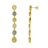 16.98 Ct.Tw. Multi Color Sapphire Antique Style Earrings, 18K Yellow Gold Image