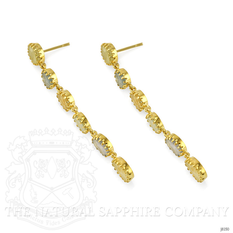 16.98 Ct.Tw. Multi Color Sapphire Antique Style Earrings, 18K Yellow Gold